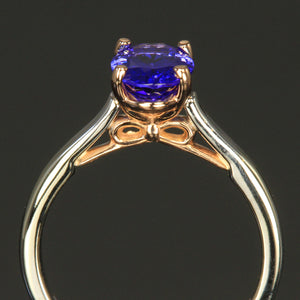 0.68ct oval tanzanite 14k white and rose gold ring