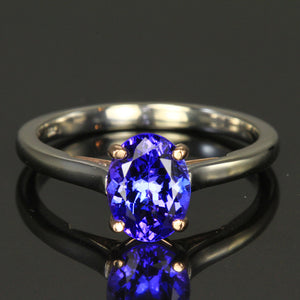 14K White and Rose Gold Tanzanite Ring 1.34 Carats