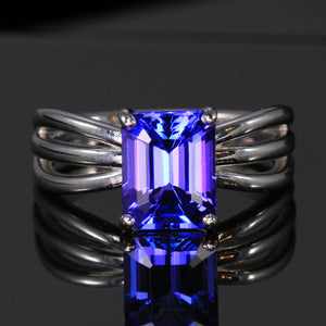 emerald cut tanzanite ring