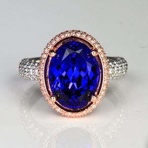 platinum and rose gold tanzanite ring