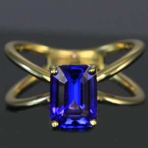 14K Yellow Gold Criss Cross Tanzanite Ring 2.66 Carats