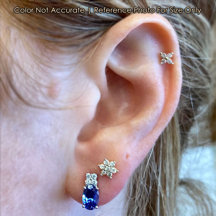 Tanzanite and diamond stud earrings size