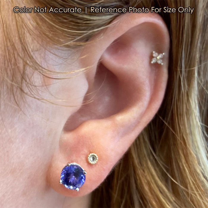 tanzanite stud earring in white gold 