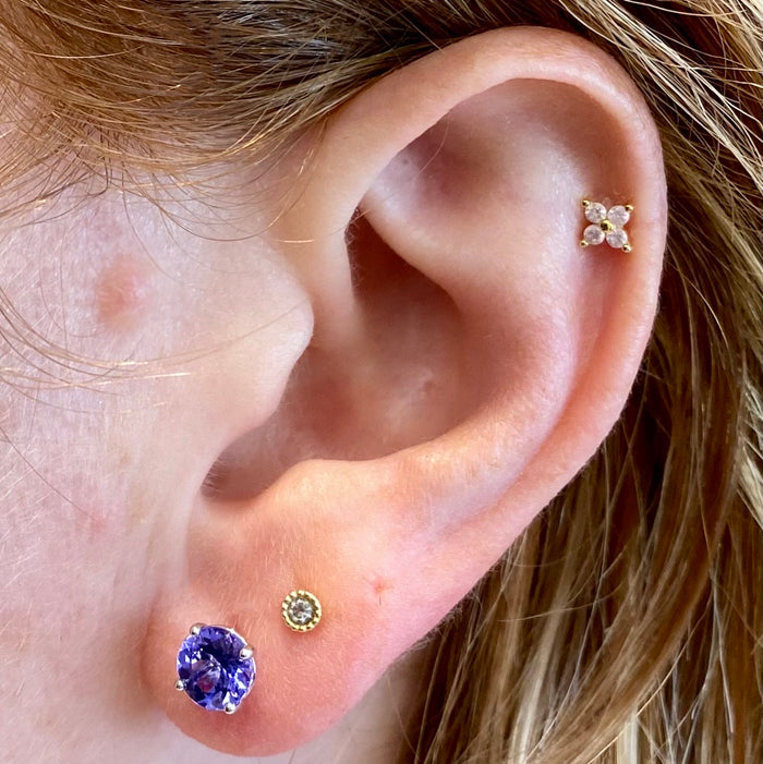 tanzanite stud earrings size