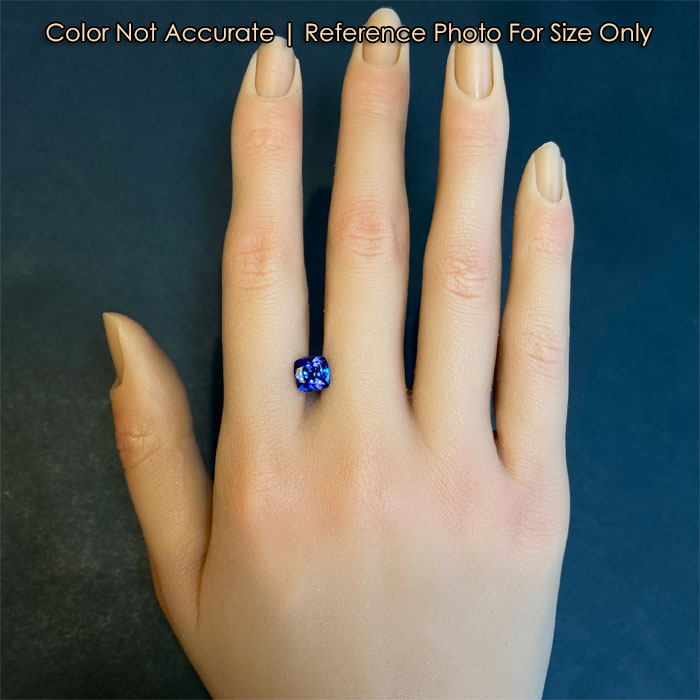 square cushion tanzanite on hand for size 