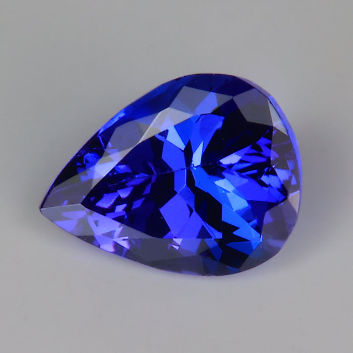 pear shape brilliant cut tanzanite mostly blue color