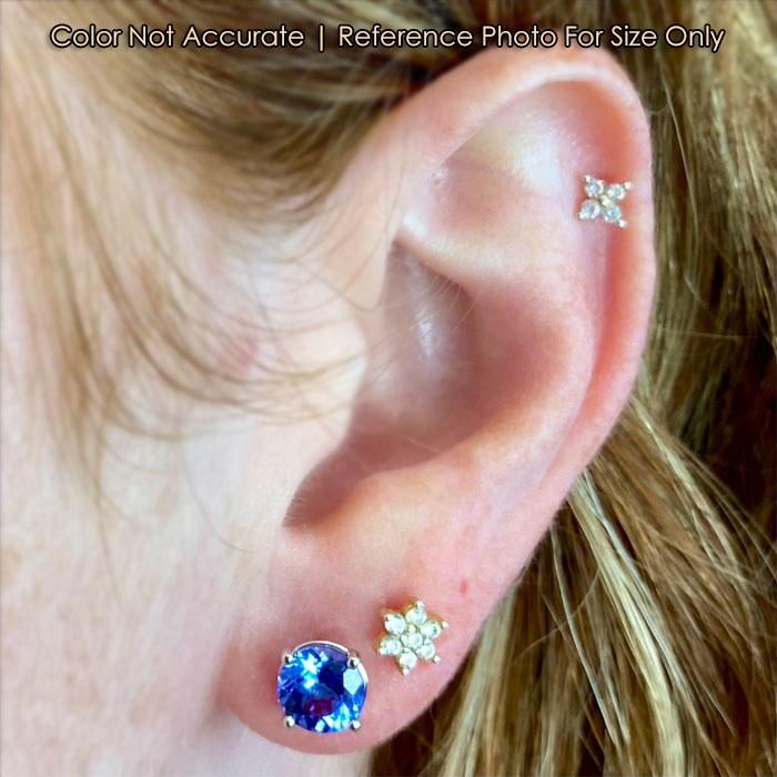 size of round tanzanite gemstone stud earrings