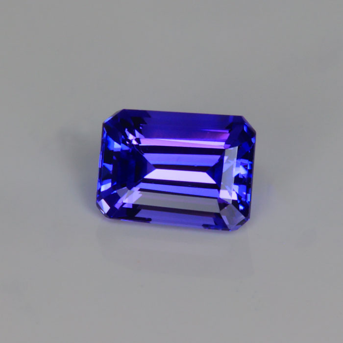 emerald cut blue violet tanzanite gem