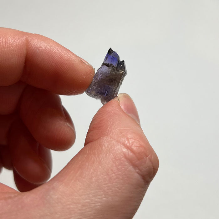 natural tanzanite in hand