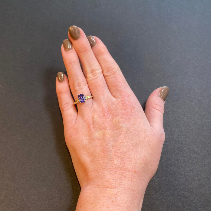 14k yellow gold tanzanite ring