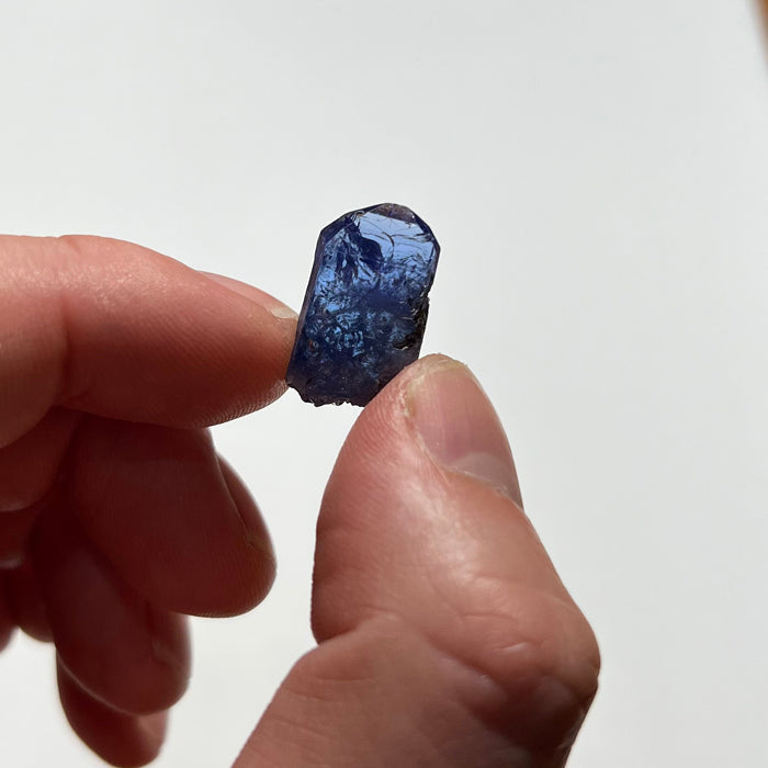 tanzanite crystal in hand