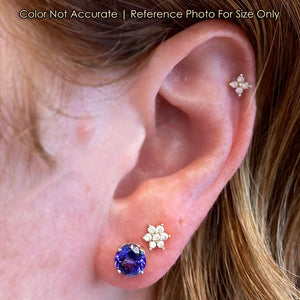 size of tanzanite yellow gold stud earrings 