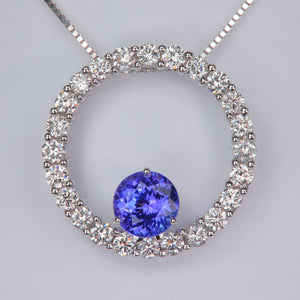 white gold diamond and tanzanite pendant