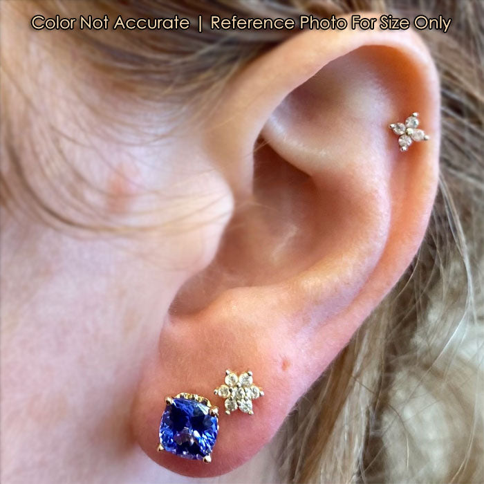 size of square cushion tanzanite studs