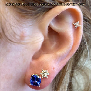 size of square cushion tanzanite studs