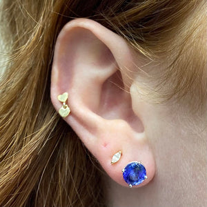 white gold round cut tanzanite stud earrings