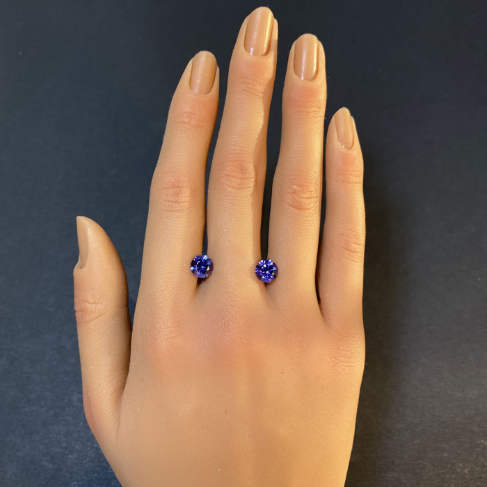pair of tanzanite gems round cut