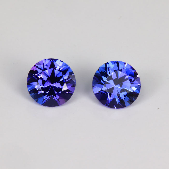 round cut tanzanite pair