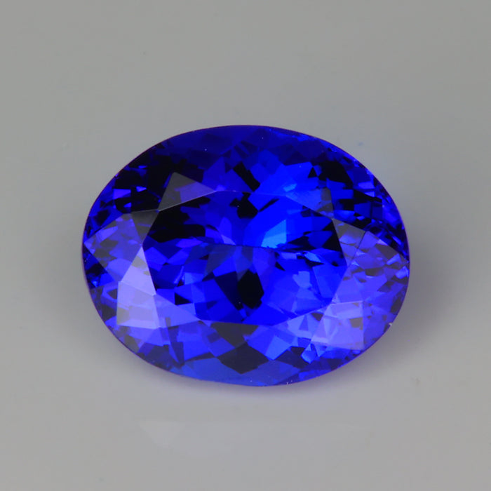 oval cut mostly blue tanzanite gemstone 