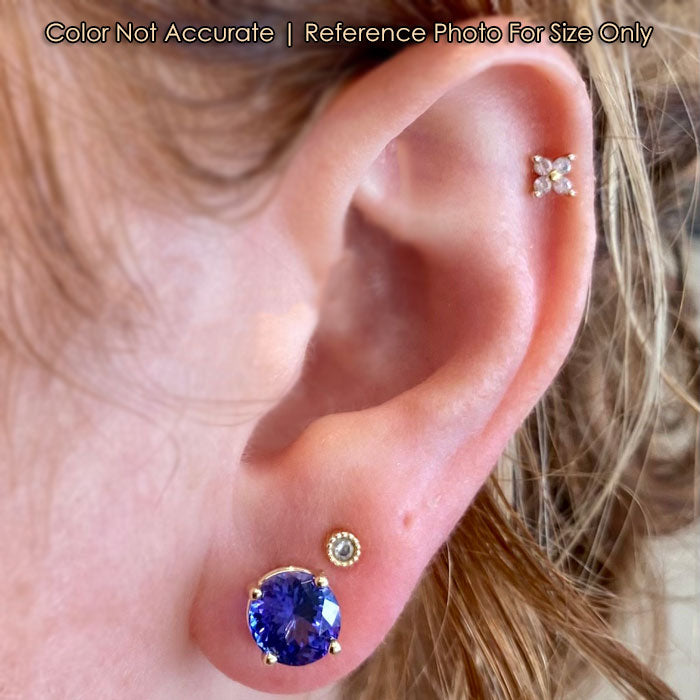 tanzanite stud earrings size on ear