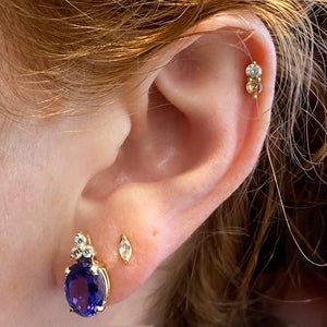 tanzanite earrings studs yellow gold diamonds