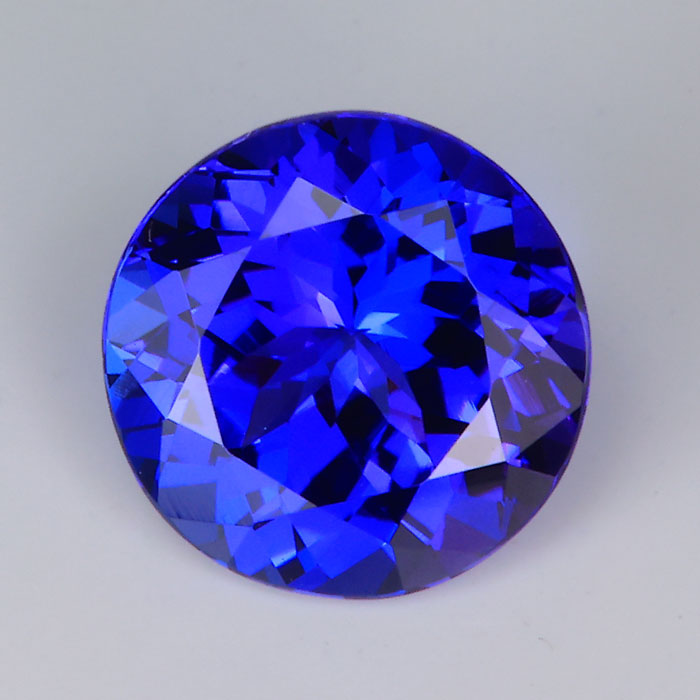 round brilliant tanzanite gem mostly blue