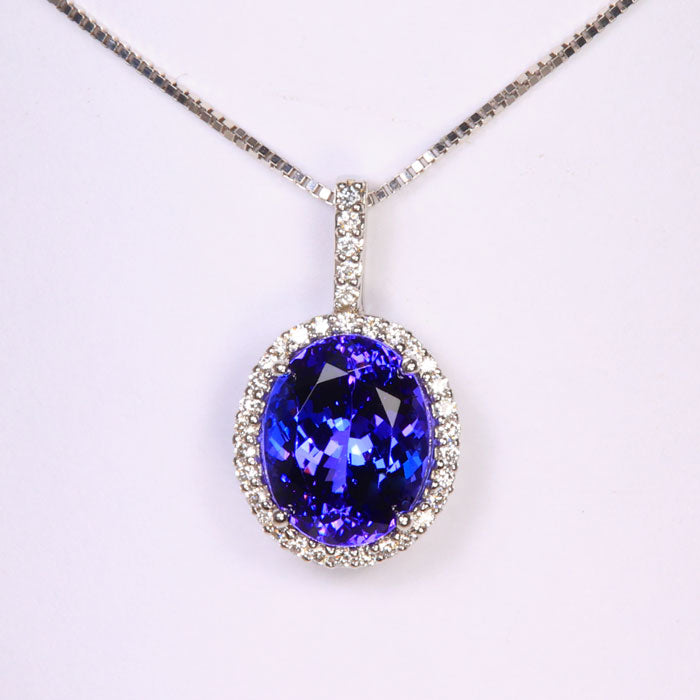 white gold tanzanite diamond pendant