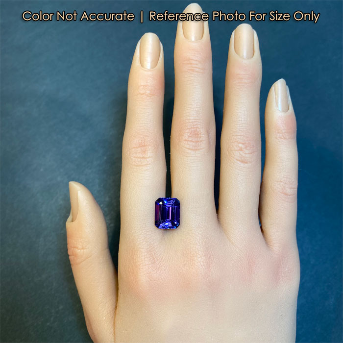 blue violet emerald cut tanzanite gem size