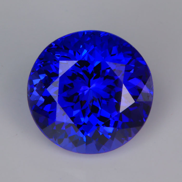 round brilliant cut tanzanite gemstone mostly blue