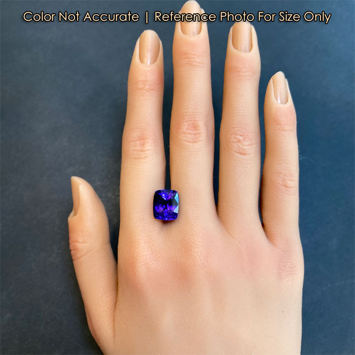 blue violet antique cushion tanzanite size to hand