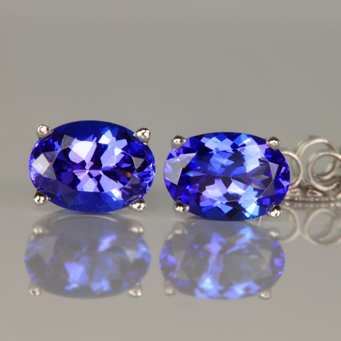 14k White Gold Oval Tanzanite Earrings 1.47cts