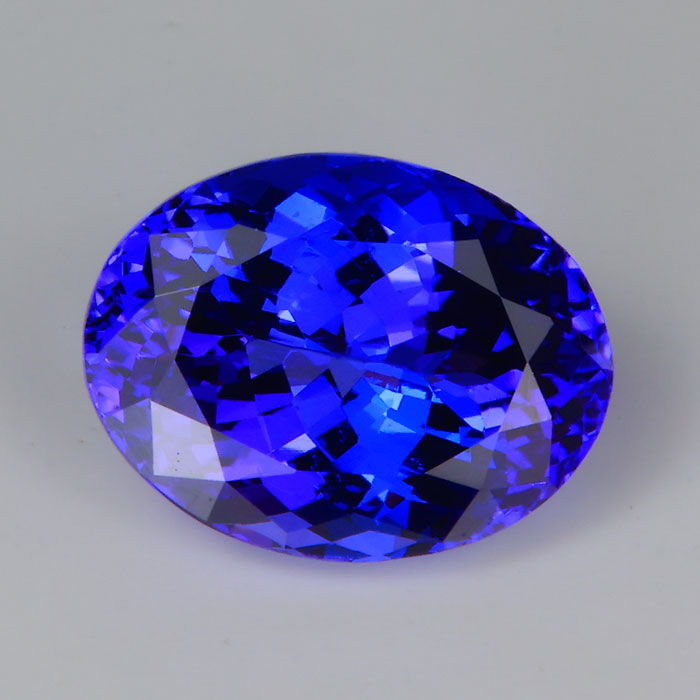 oval cut mostly blue tanzanite gemstone