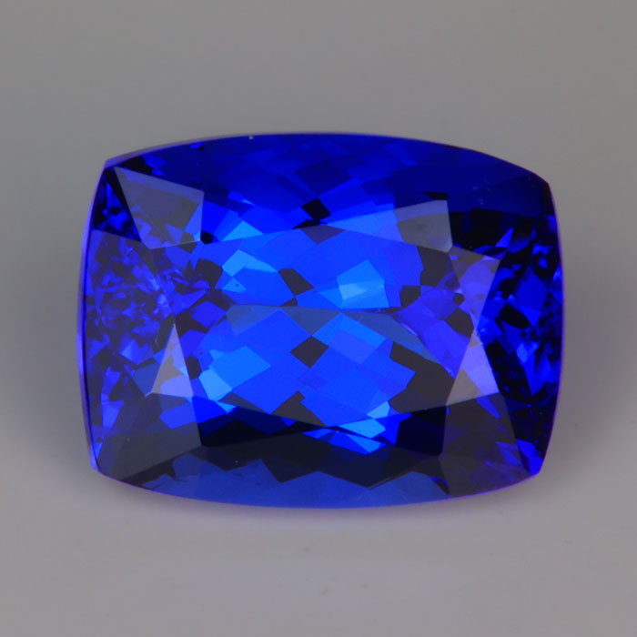 mostly blue antique cushion cut tanzanite gemstone 