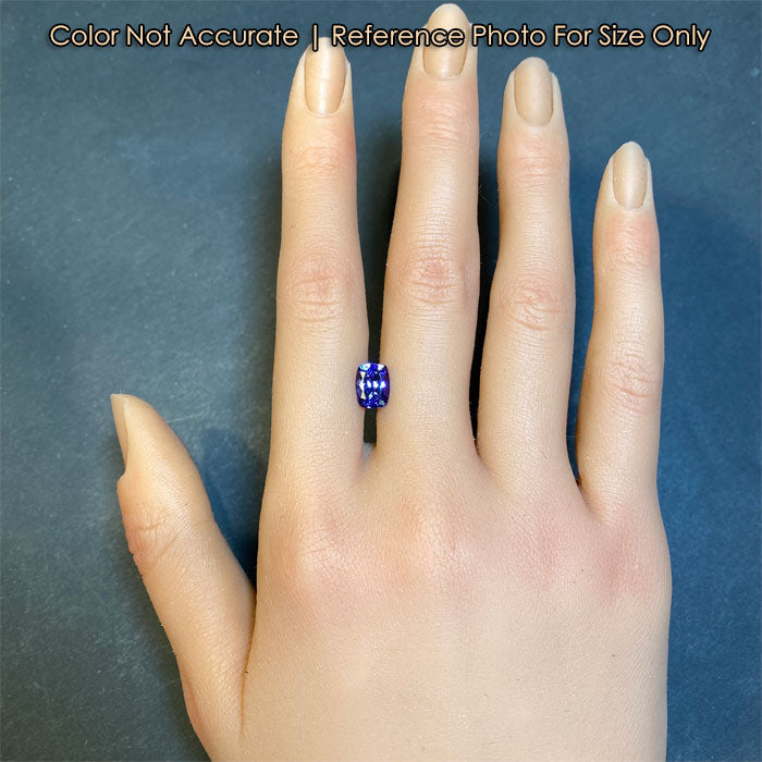 tanzanite gemstone on hand antique cushion