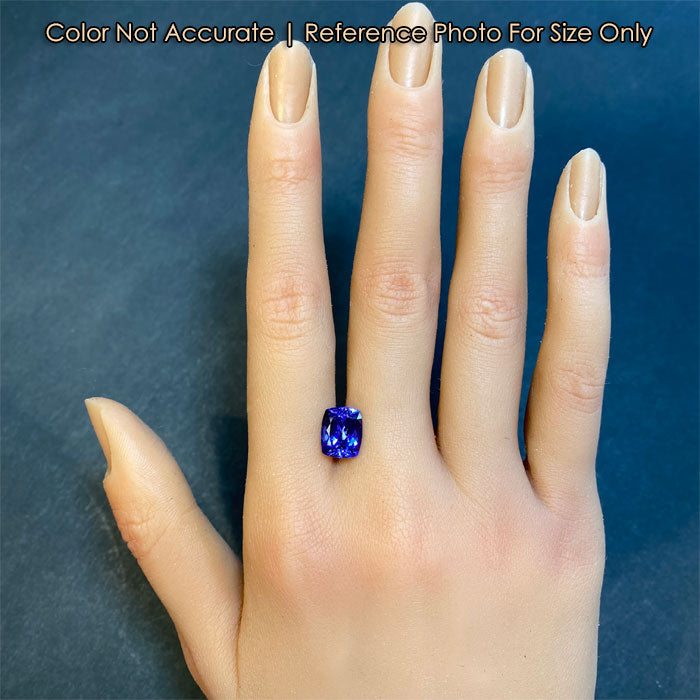 tanzanite gemstone on hand size