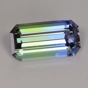 bi color emerald cut tanzanite