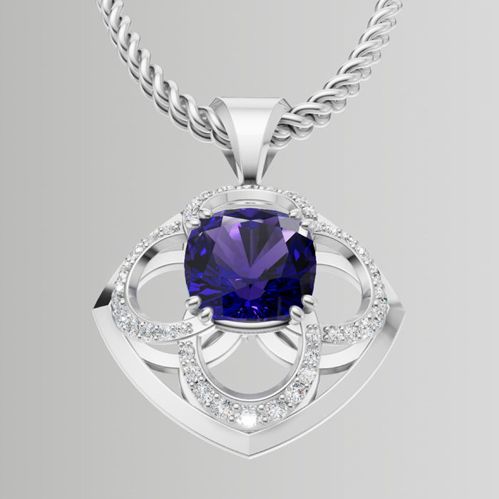 render of tanzanite and diamond pendant
