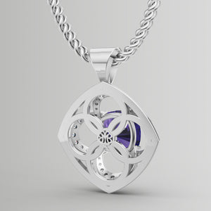 back of tanzanite and diamond pendant
