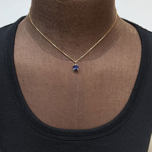 14K Yellow Gold Cushion Tanzanite Pendant  1.72 Carats