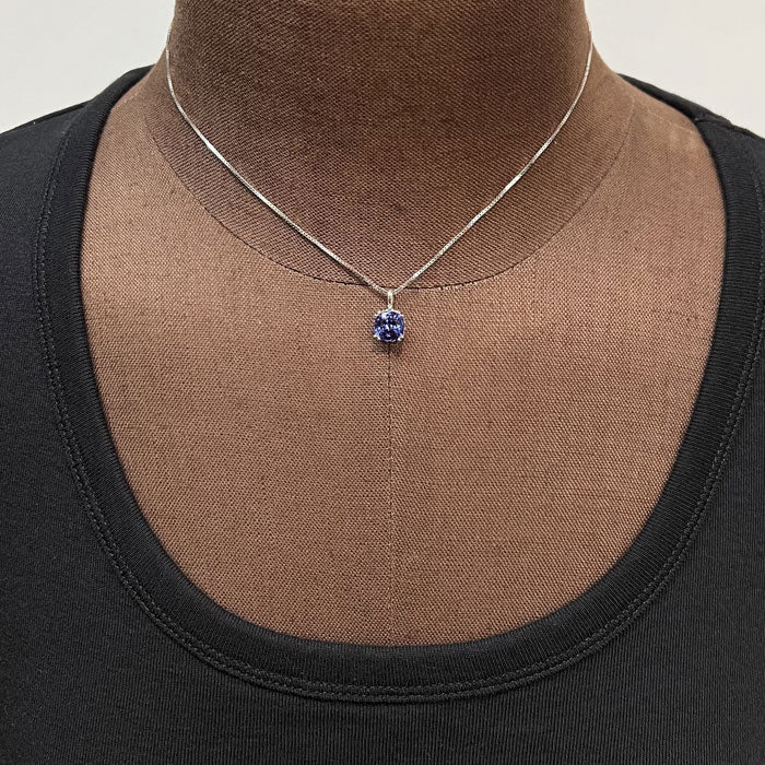 14K White Gold Cushion Tanzanite Pendant  2.73 Carats