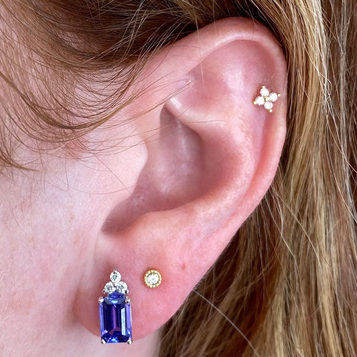 Emerald cut tanzanite earrings on sale