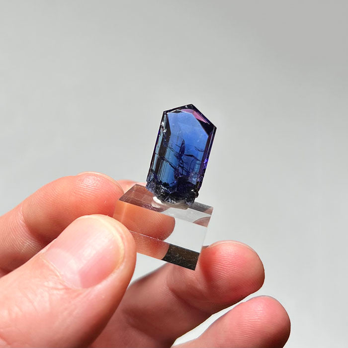 hand with tanzanite crystal