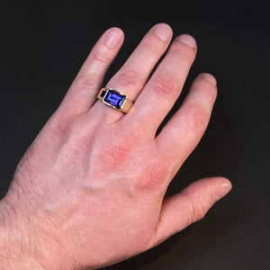 men's tanzanite yellow gold ring