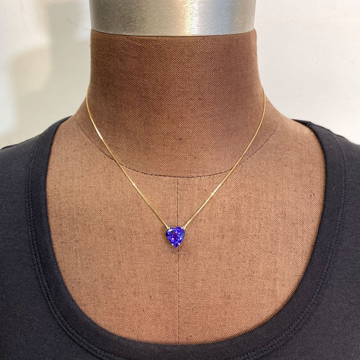 tanzanite necklace heart shape yellow gold