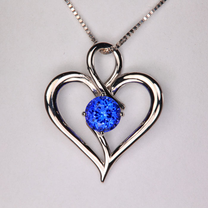 Tanzanite Heart Pendant 1.60 Carat Round
