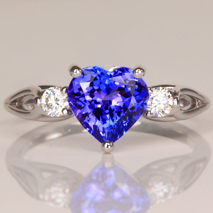 heart shape tanzanite and diamond ring white gold