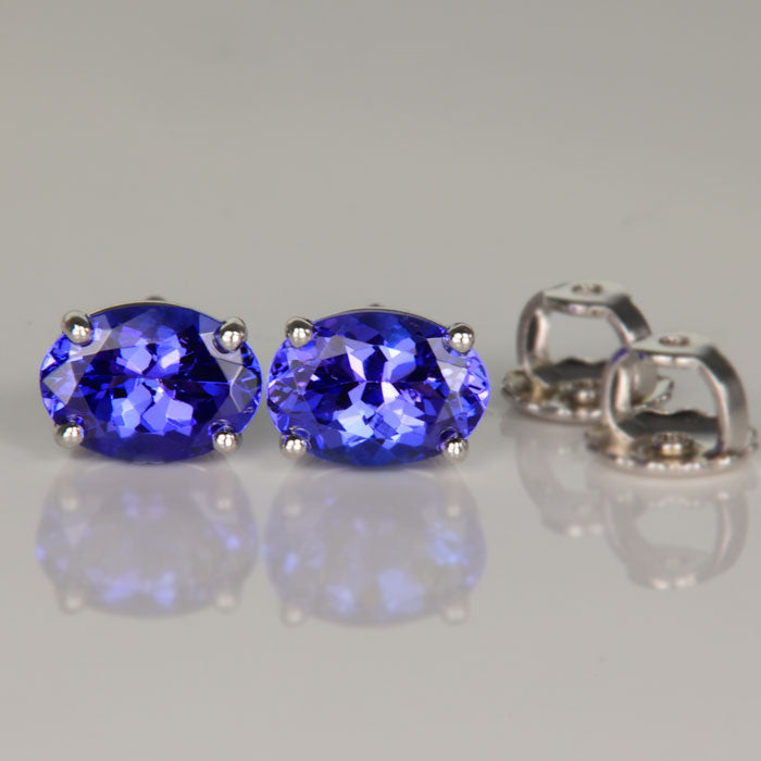 Oval Tanzanite Earrings Screw back studs