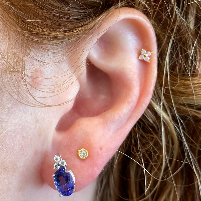 tanzanite gemstone earrings with diamonds