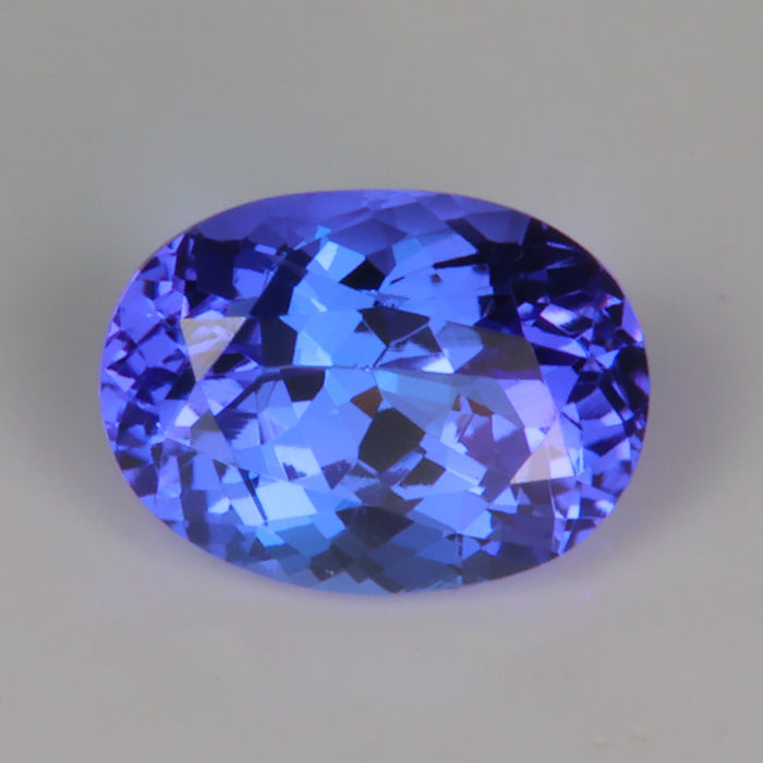 oval cut mostly blue tanzanite gemstone