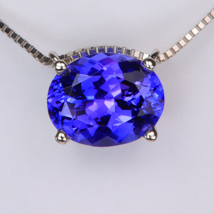 oval cut tanzanite gemstone box link necklace